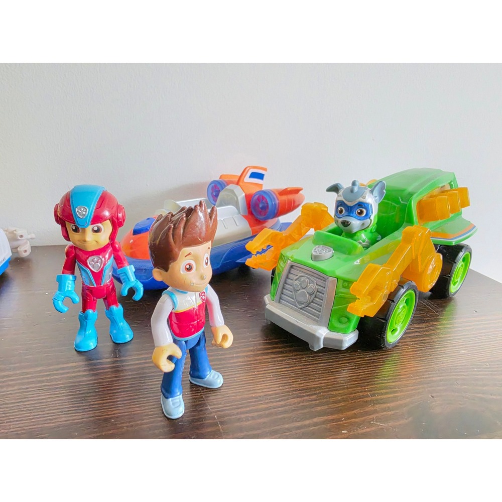 Paw Patrol Mighty Pups Super PAWs Rocky Truck Zuma Hovercraft Ryder Figure Lot